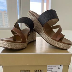 Michael Kors Sidney Mid Wedge. Size 8.5. Color Brown/Acorn. Price: $50.00